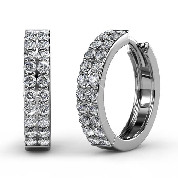 Lemonlimeblue Jewelry - Small Pave Round Hoop Earrings With Swarovski Crystals